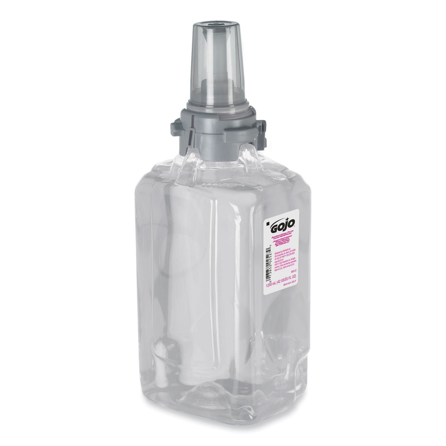 Gojo Antibacterial Handwash ADX-12 Dispenser Refill, Plum Scent, 1.32 Quart, Clear, Rich Lather, Moisturizing, Antibacterial, Push Pump, 3 per Carton