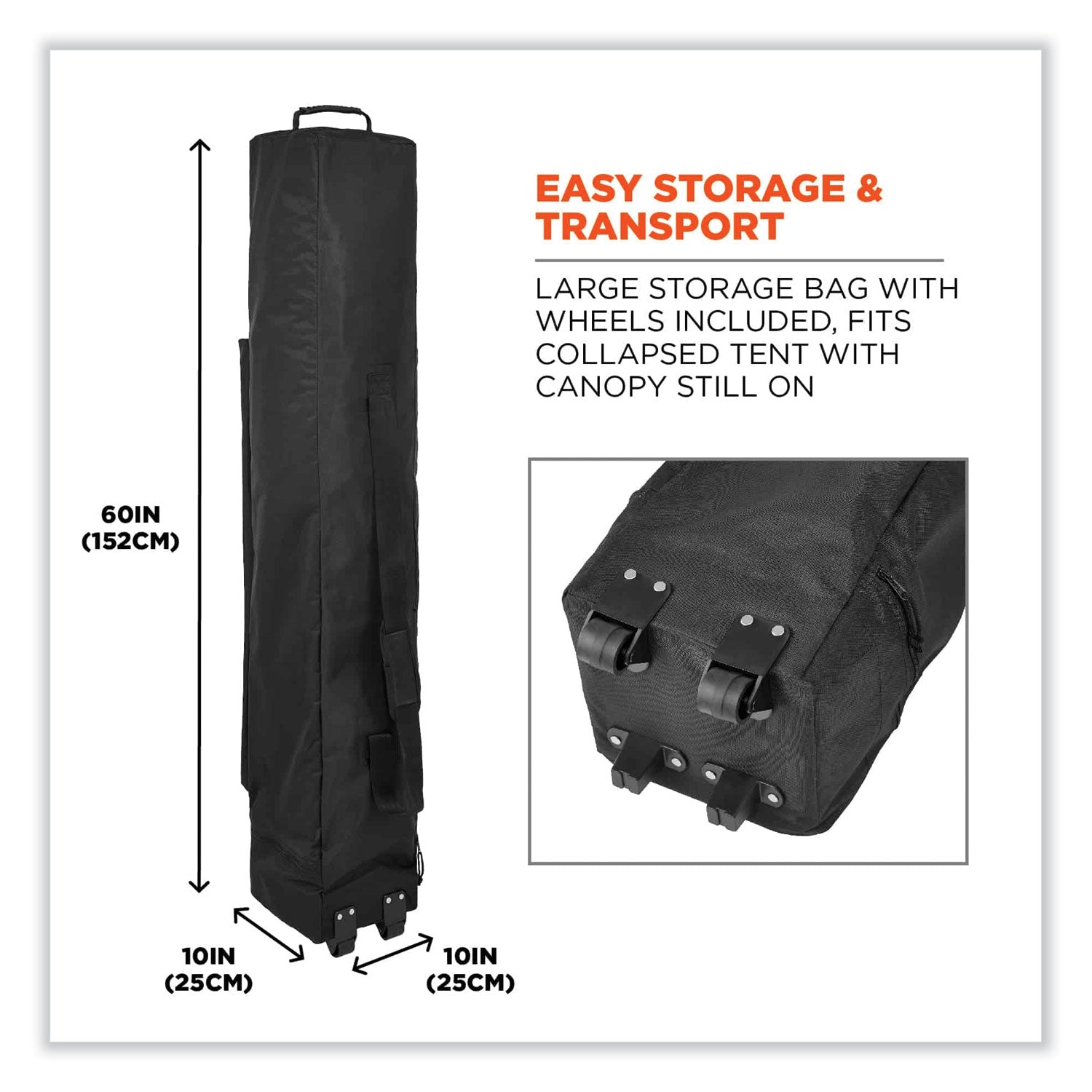 Ergodyne 6000 Heavy-Duty Pop-Up Tent - 10ft x 10ft / 3m x 3m - Canopy StyleLime - Acrylonitrile Butadiene Styrene (ABS), Plastic, Polyester, Polyurethane - Steel Frame