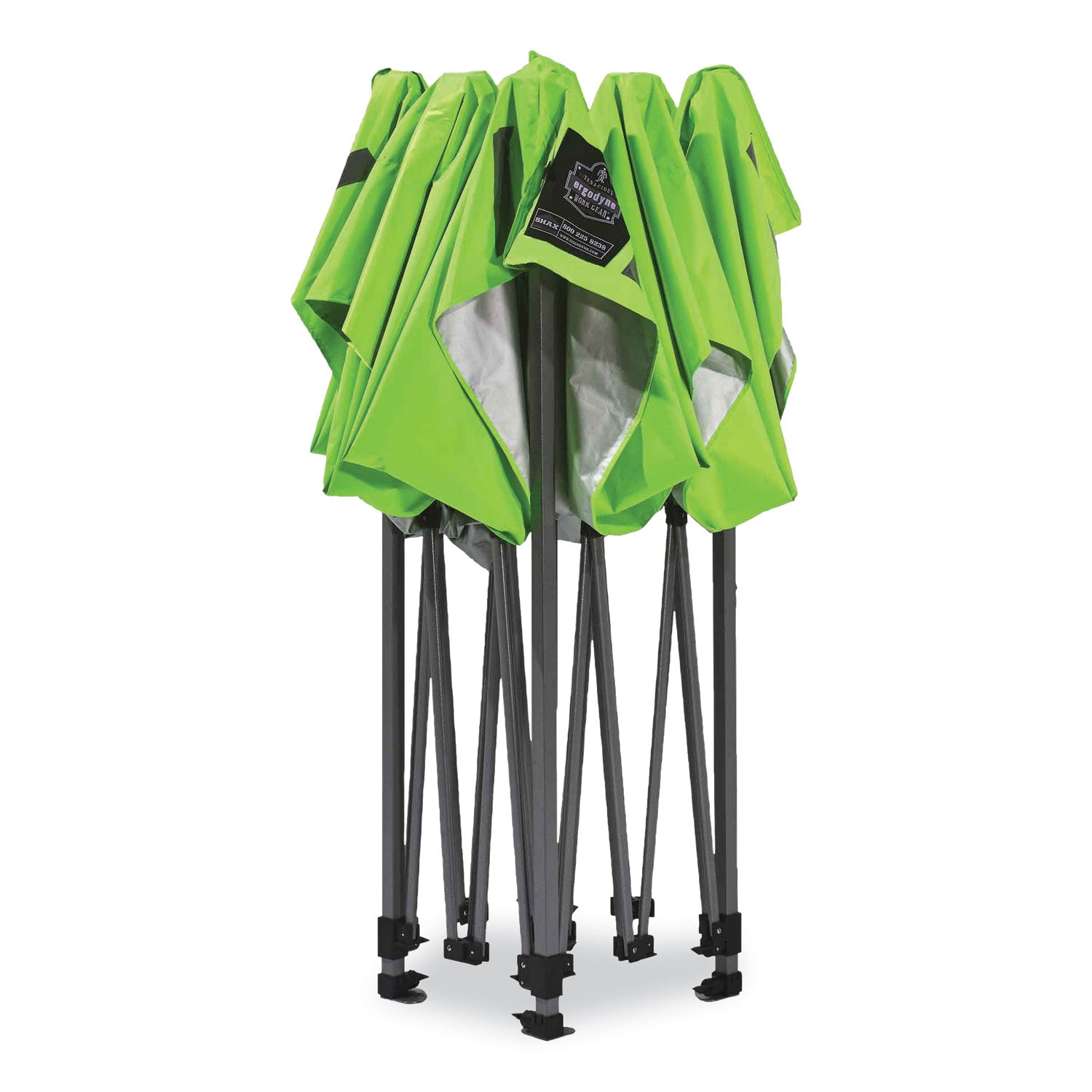 Ergodyne 6000 Heavy-Duty Pop-Up Tent - 10ft x 10ft / 3m x 3m - Canopy StyleLime - Acrylonitrile Butadiene Styrene (ABS), Plastic, Polyester, Polyurethane - Steel Frame