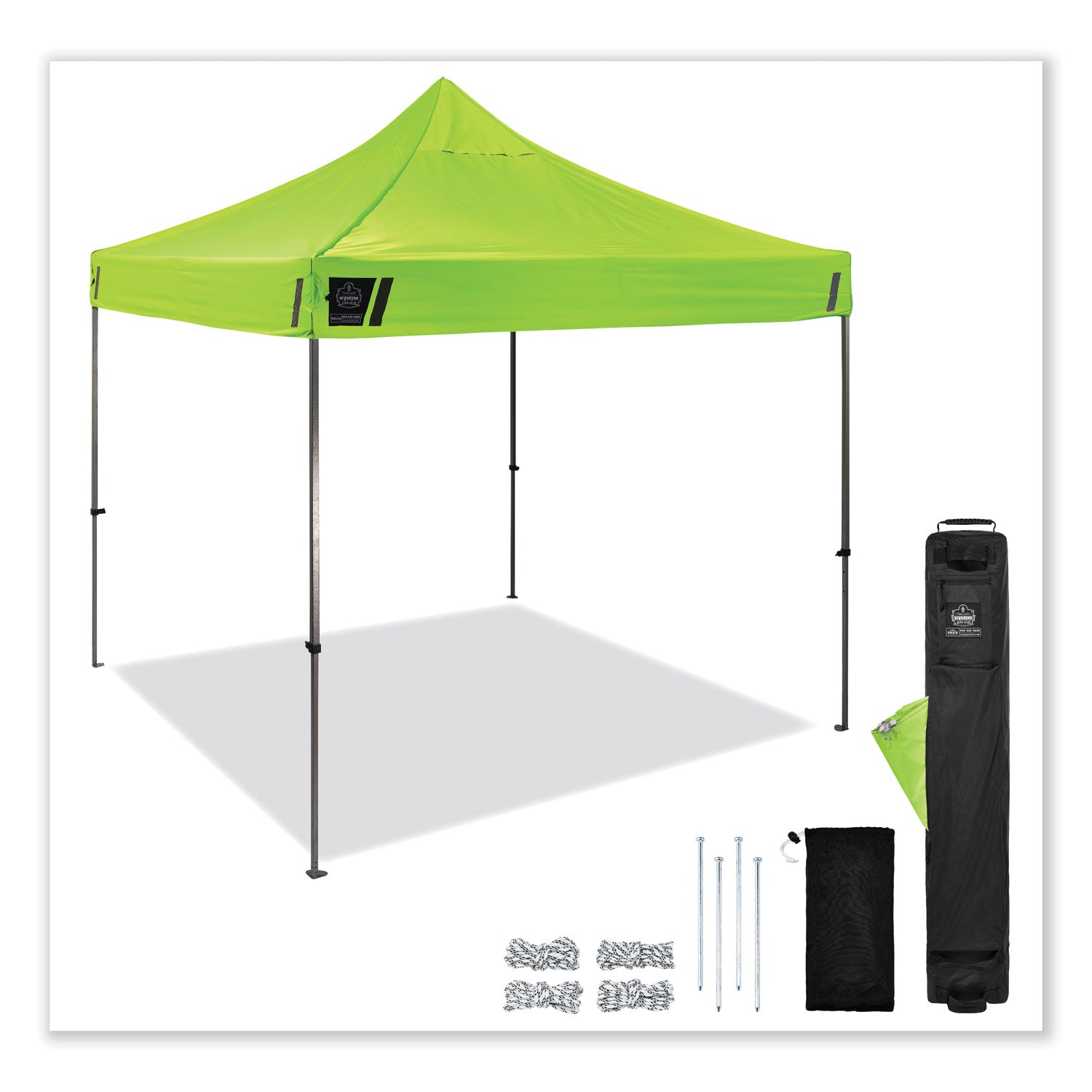 Ergodyne 6000 Heavy-Duty Pop-Up Tent - 10ft x 10ft / 3m x 3m - Canopy StyleLime - Acrylonitrile Butadiene Styrene (ABS), Plastic, Polyester, Polyurethane - Steel Frame