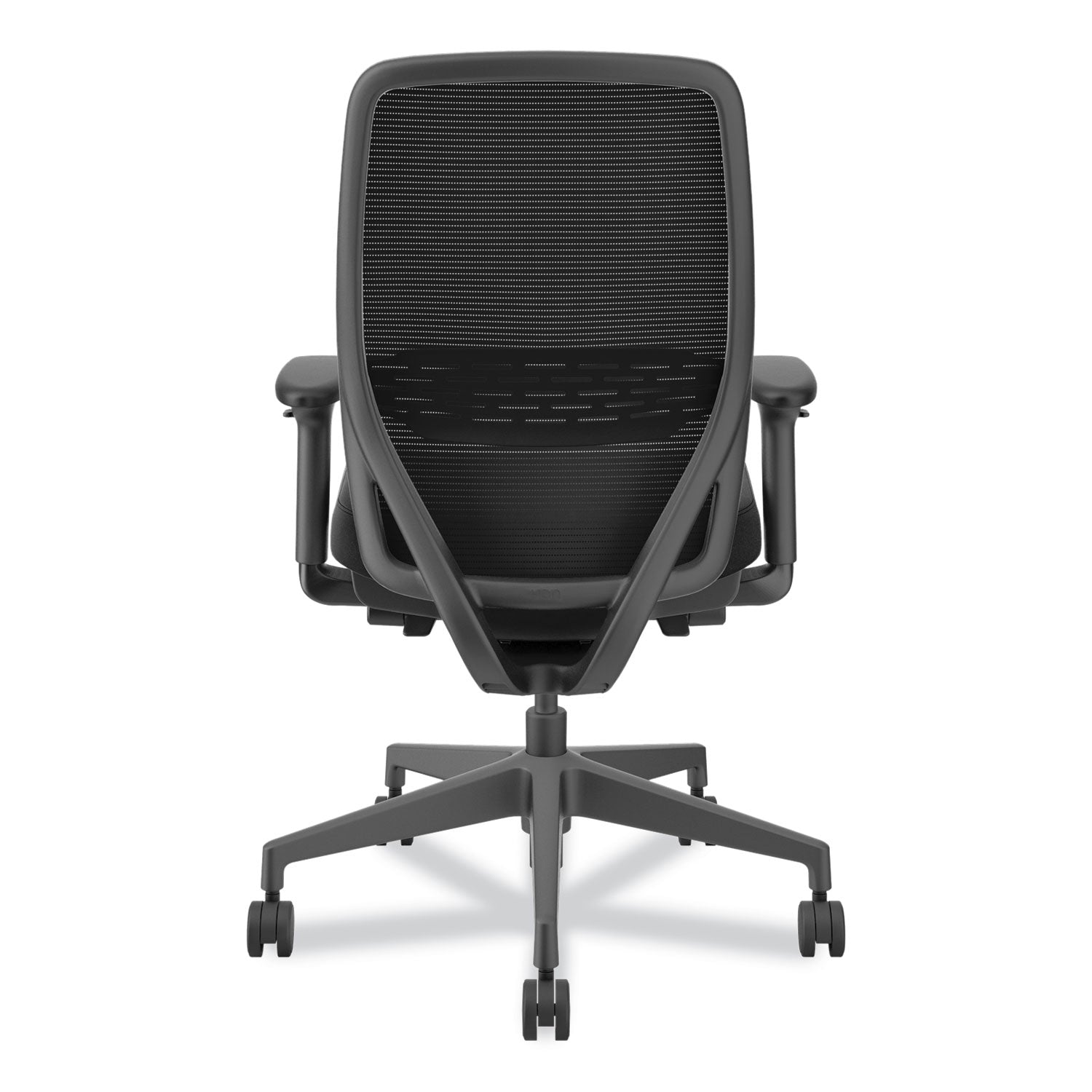 HON Nucleus Task Chair KD, Black Fabric Seat, Black Mesh Back, Black Frame, Adjustable Armrests, Ergonomic Design, 1 Each