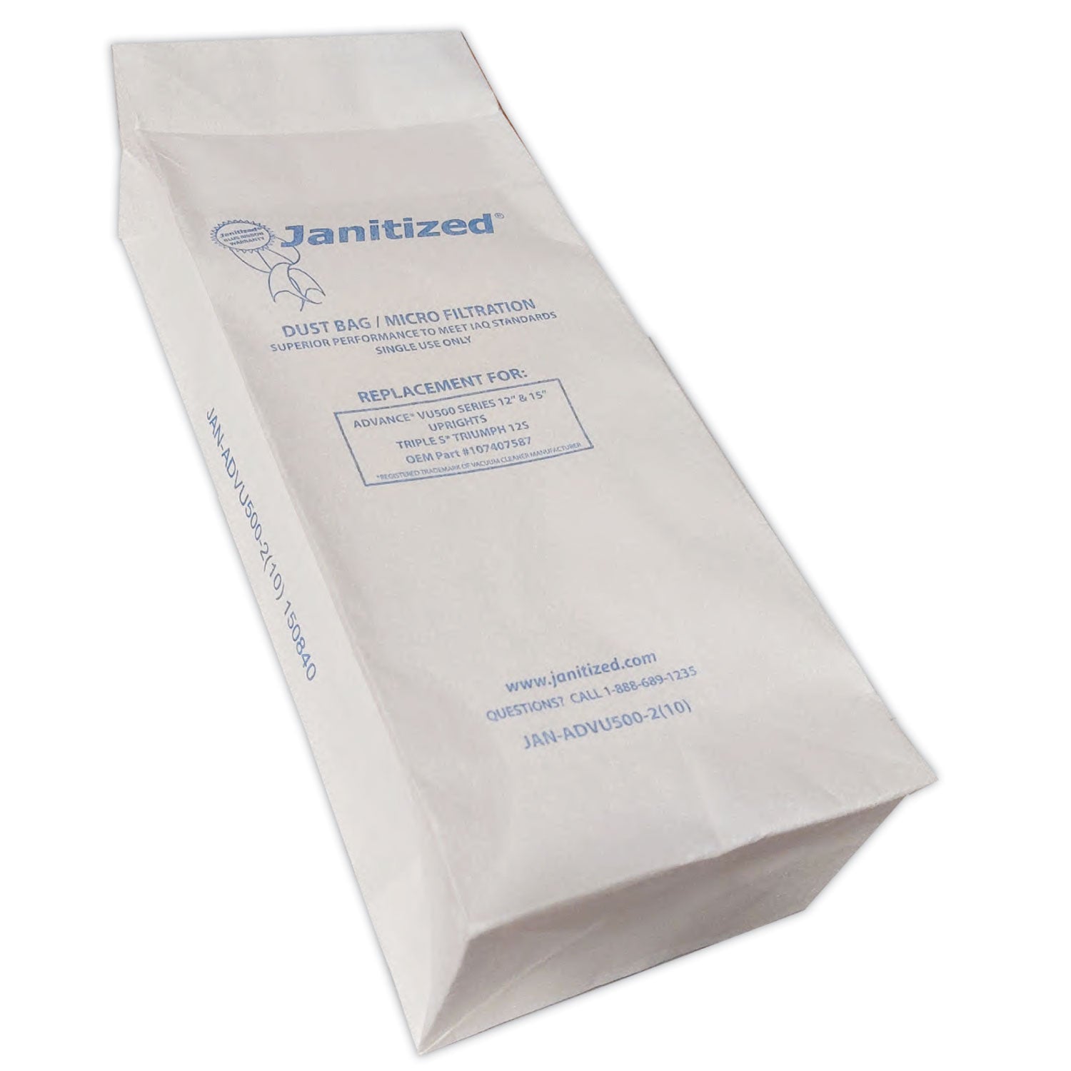 Vacuum Filter Bags Designed To Fit Advance Vu500/triple S Triumph, 100/carton