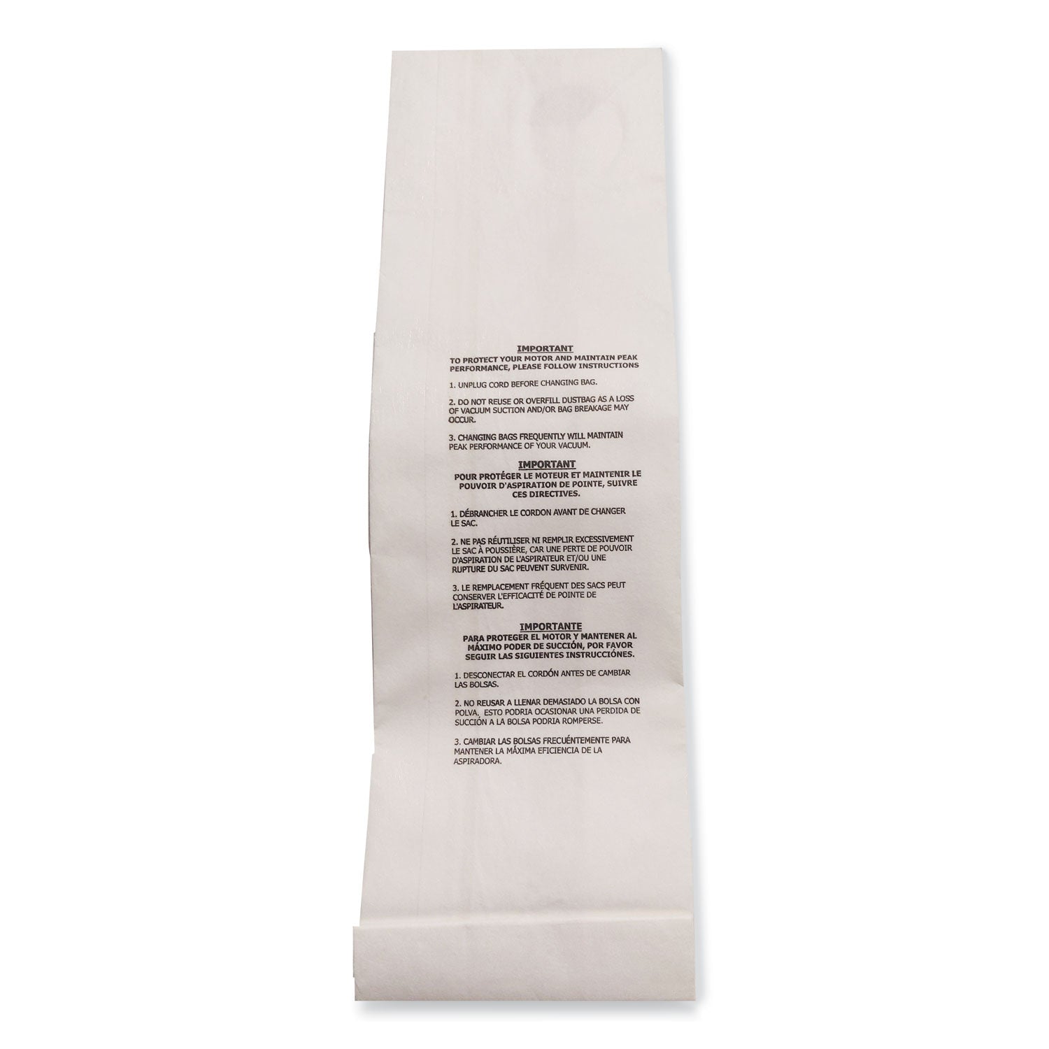 Vacuum Filter Bags Designed to Fit Allstar Javelin 12'' Series/Windsor Sensor S/S2/XP/Veramatic Plus, 100/Carton