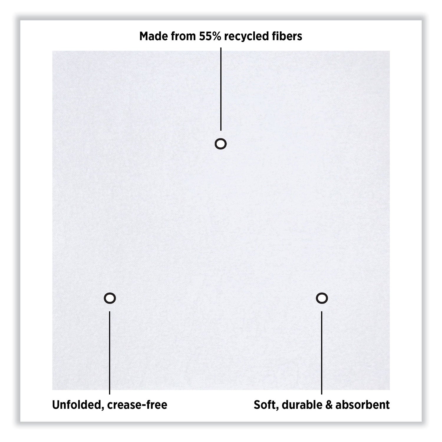 Linen-Like Natural Flat Pack Napkin, Ultraply, 16" x 16", White, 1,200/Carton