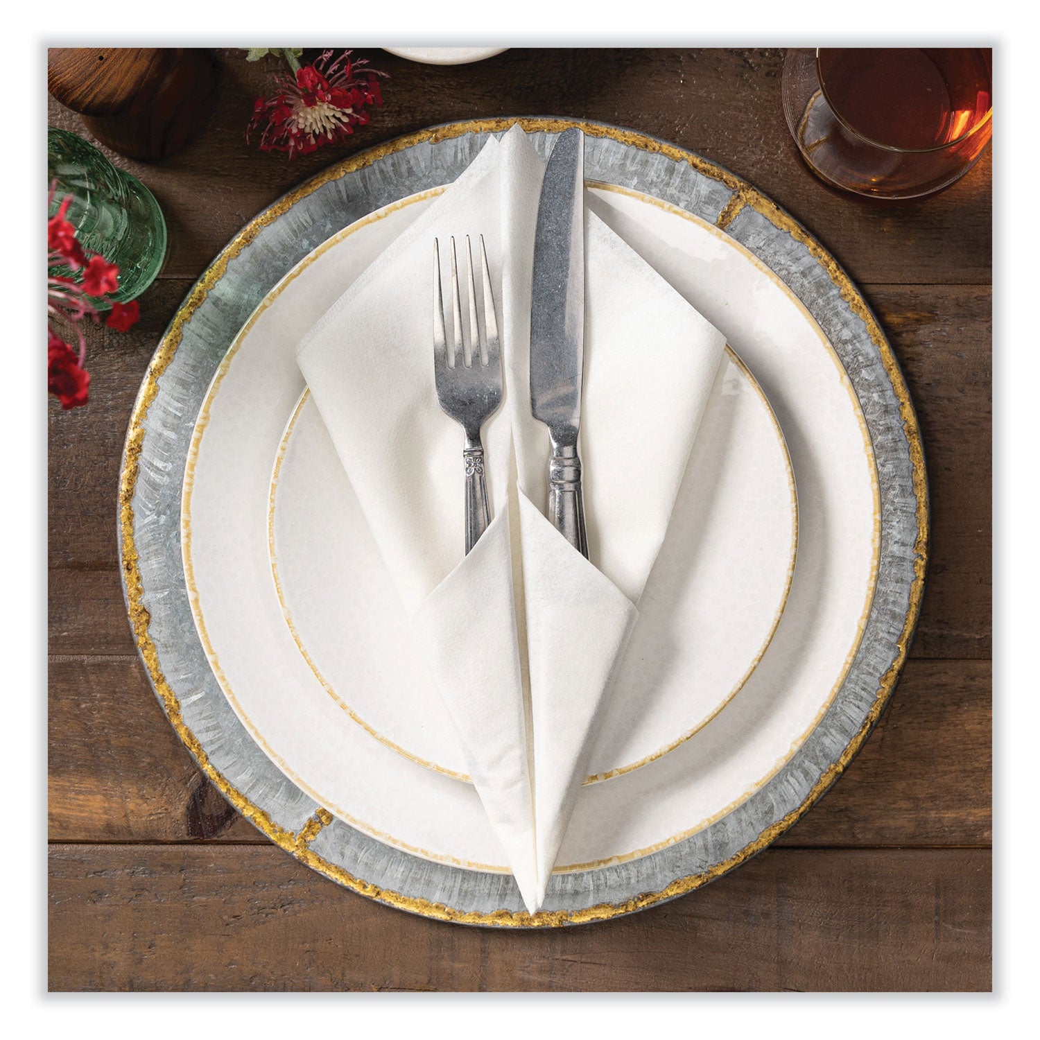 Linen-Like Natural Flat Pack Napkin, Ultraply, 16" x 16", White, 1,200/Carton