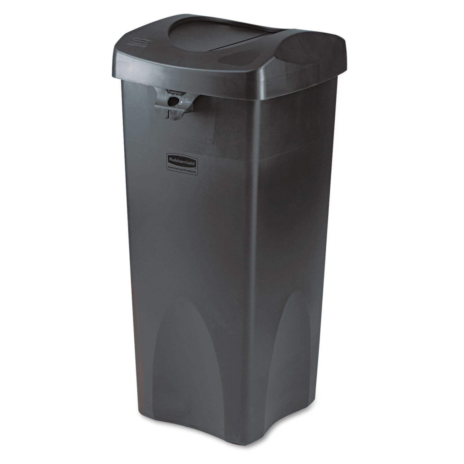 Rubbermaid Commercial Untouchable Swing Top Lid - Square - Black - 1 Each