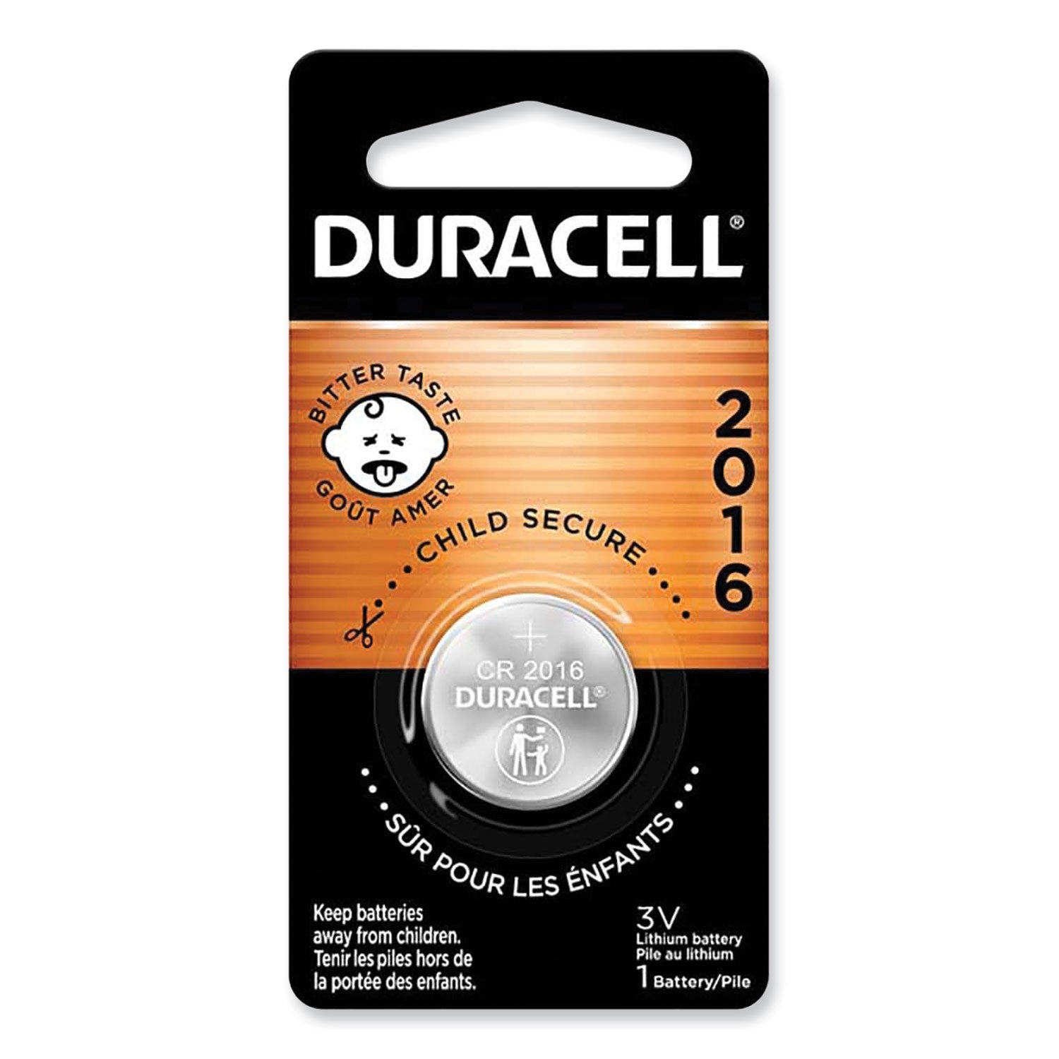 DL2016BPK Duracell Specialty Lithium Coin - Bitterant, 1 Pack
