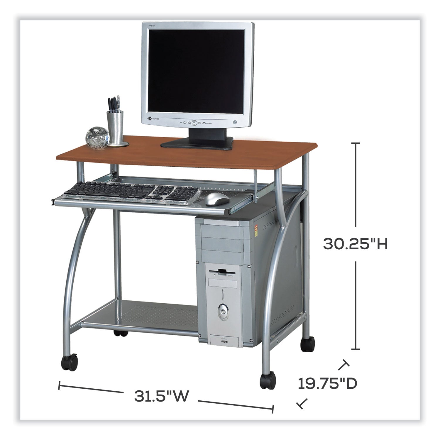Eastwinds Series Argo PC Workstation, 31.5" x 19.75" x 30.25", Medium Cherry