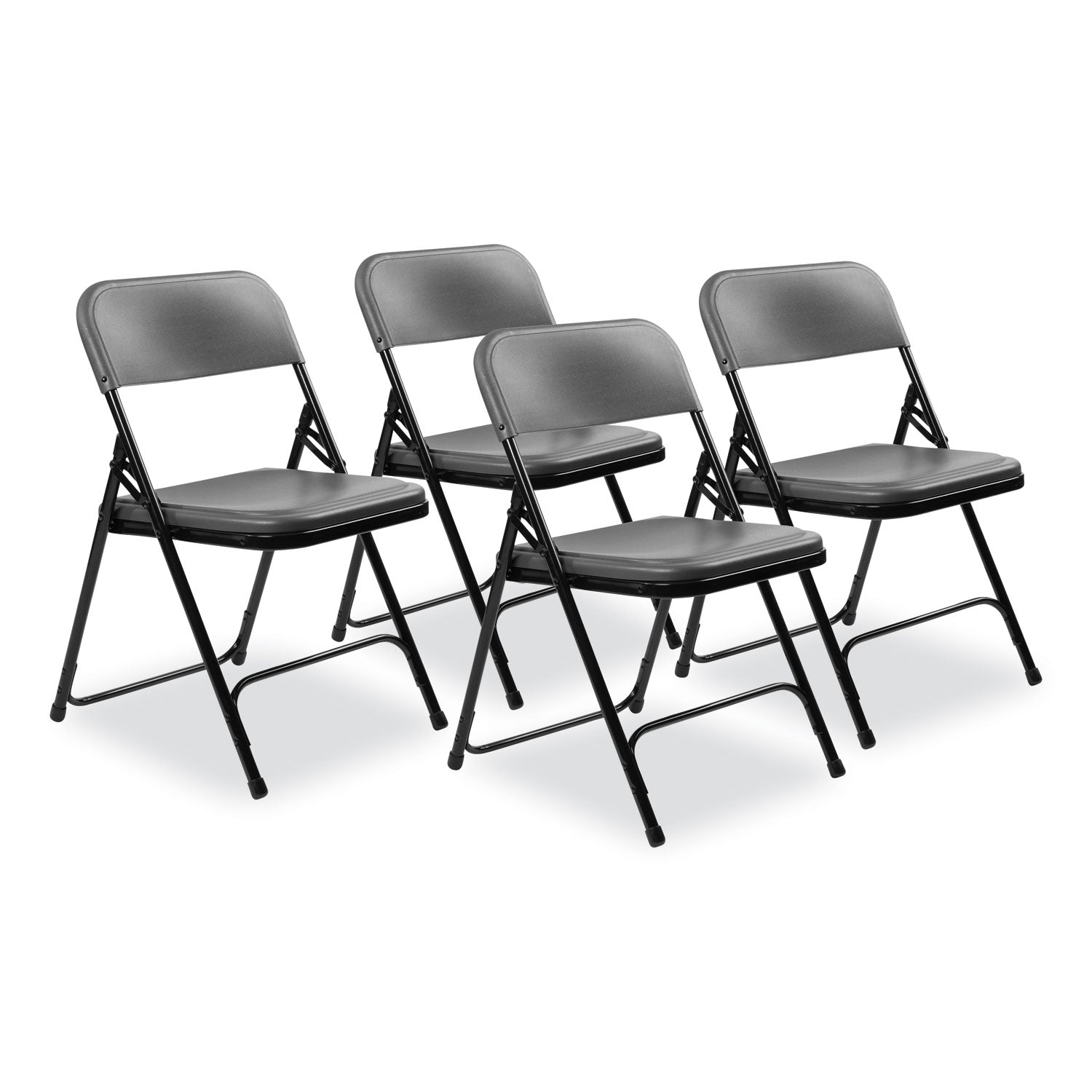 NPS® 800 Series Premium Lightweight Plastic Folding Chair, Pack of 4, Surface Color: Charcoal Slate, Frame Color: Black