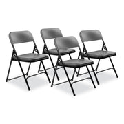 NPS® 800 Series Premium Lightweight Plastic Folding Chair, Pack of 4, Surface Color: Charcoal Slate, Frame Color: Black