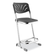 NPS® 22" Elephant Z-Stool with Backrest, Surface Color: Black, Frame Color: Chrome