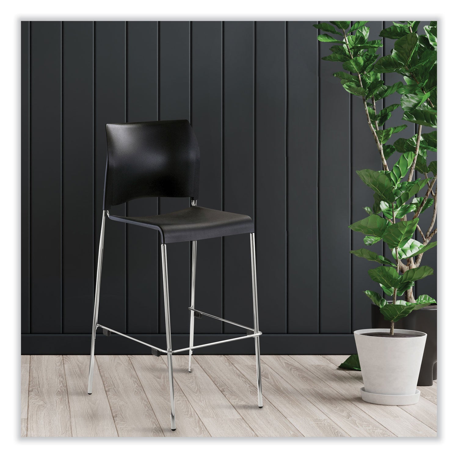 NPS® 8800 Series Cafetorium Plastic Stool, 30"H, Surface Color: Black, Frame Color: Chrome