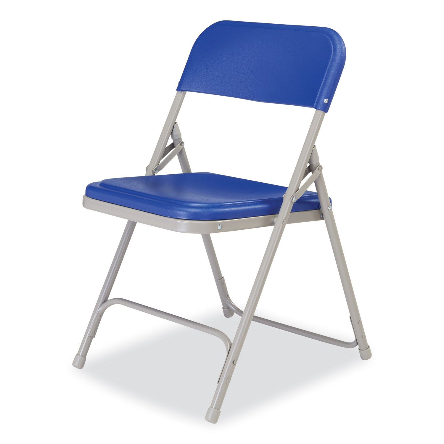 NPS® 800 Series Premium Lightweight Plastic Folding Chair, Pack of 4, Surface Color: Blue, Frame Color: Grey