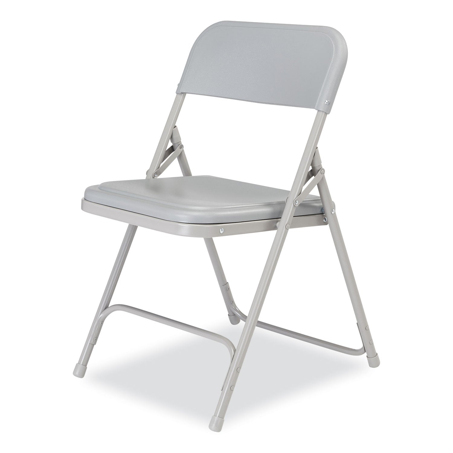 NPS® 800 Series Premium Lightweight Plastic Folding Chair, Pack of 4, Surface Color: Grey, Frame Color: Grey