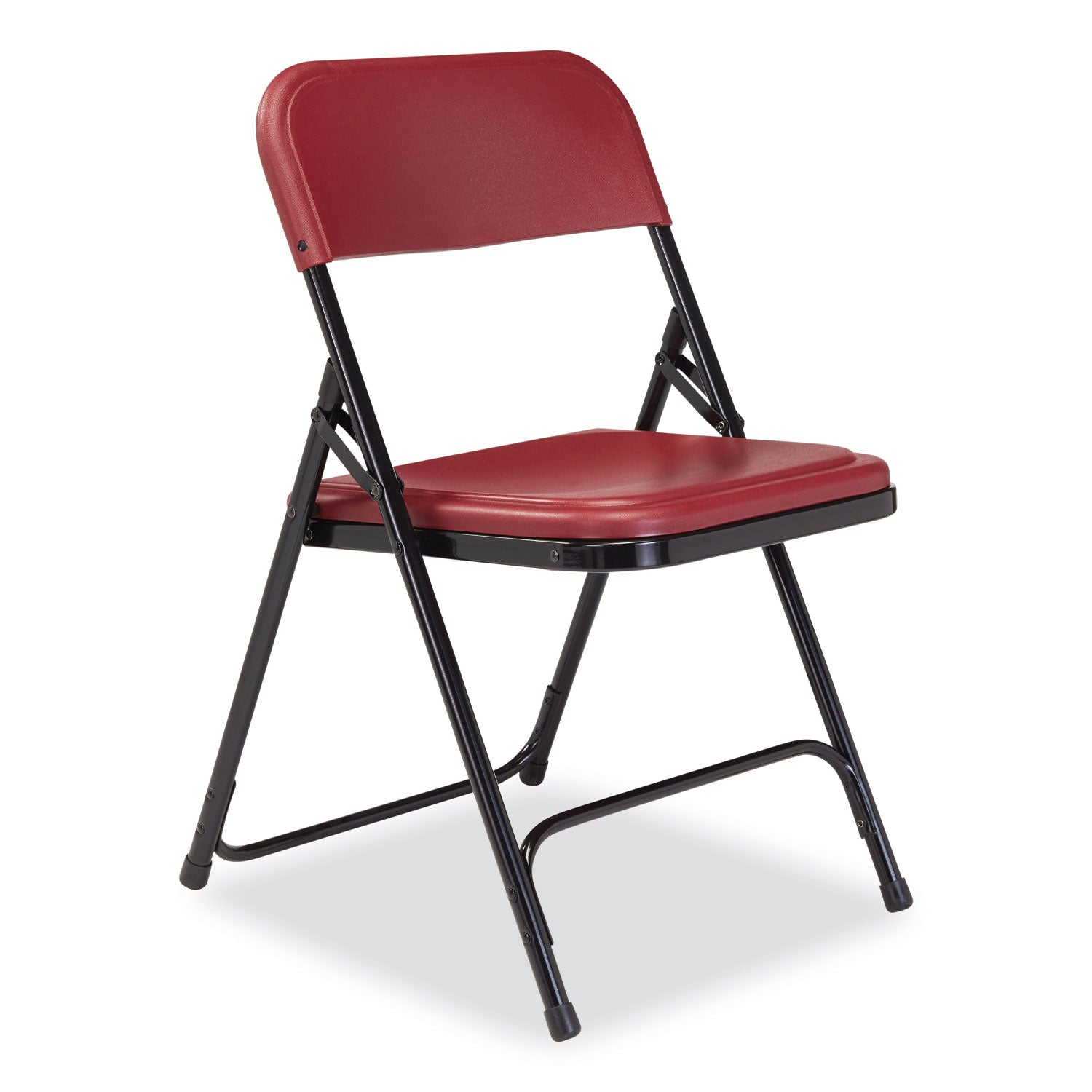 NPS® 800 Series Premium Lightweight Plastic Folding Chair, Pack of 4, Surface Color: Burgundy, Frame Color: Black