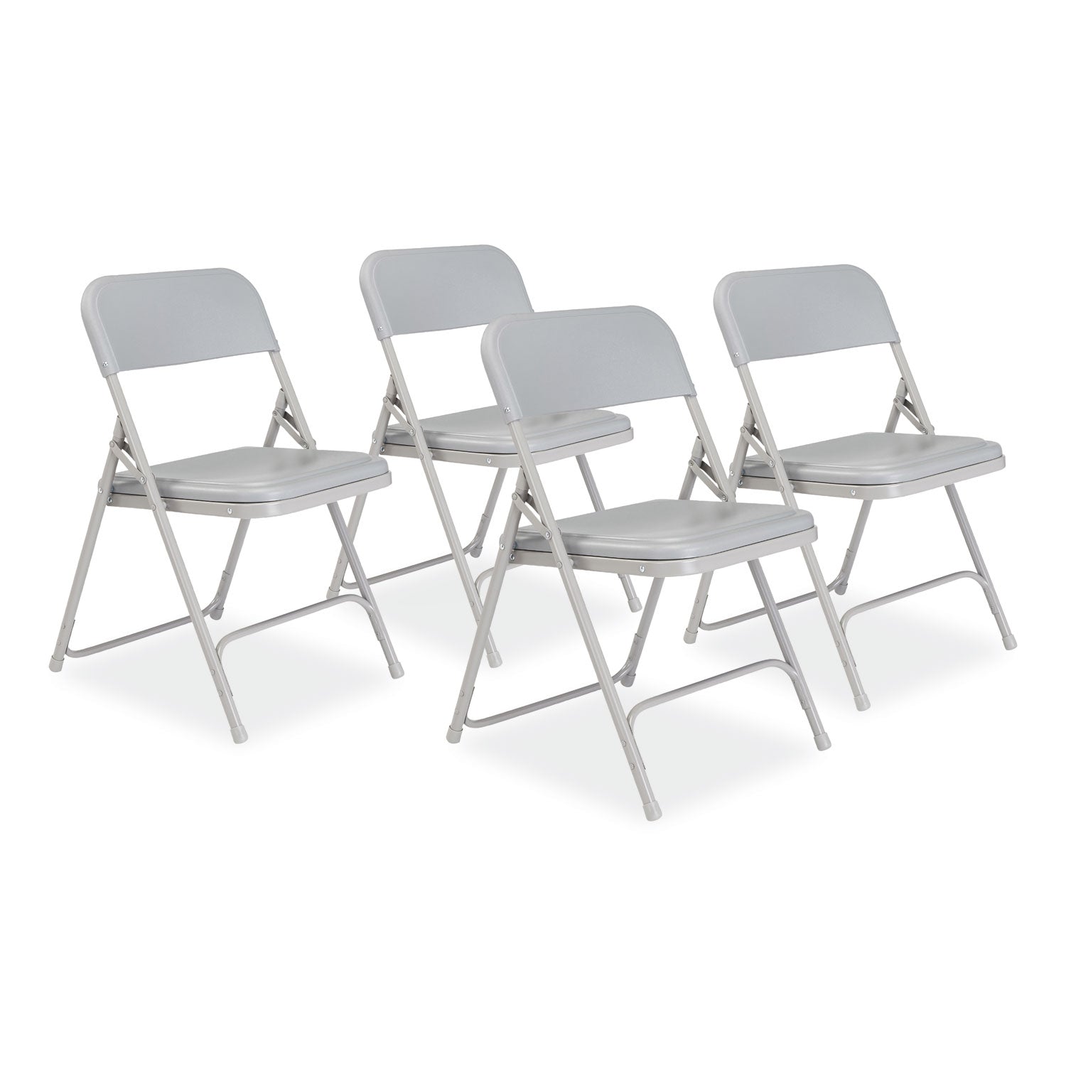 NPS® 800 Series Premium Lightweight Plastic Folding Chair, Pack of 4, Surface Color: Grey, Frame Color: Grey