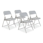 NPS® 800 Series Premium Lightweight Plastic Folding Chair, Pack of 4, Surface Color: Grey, Frame Color: Grey