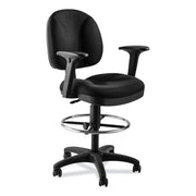 NPS® Comfort Task Stool with Arms, 24.5"-34.5" Height, Surface Color: Black, Frame Color: Black