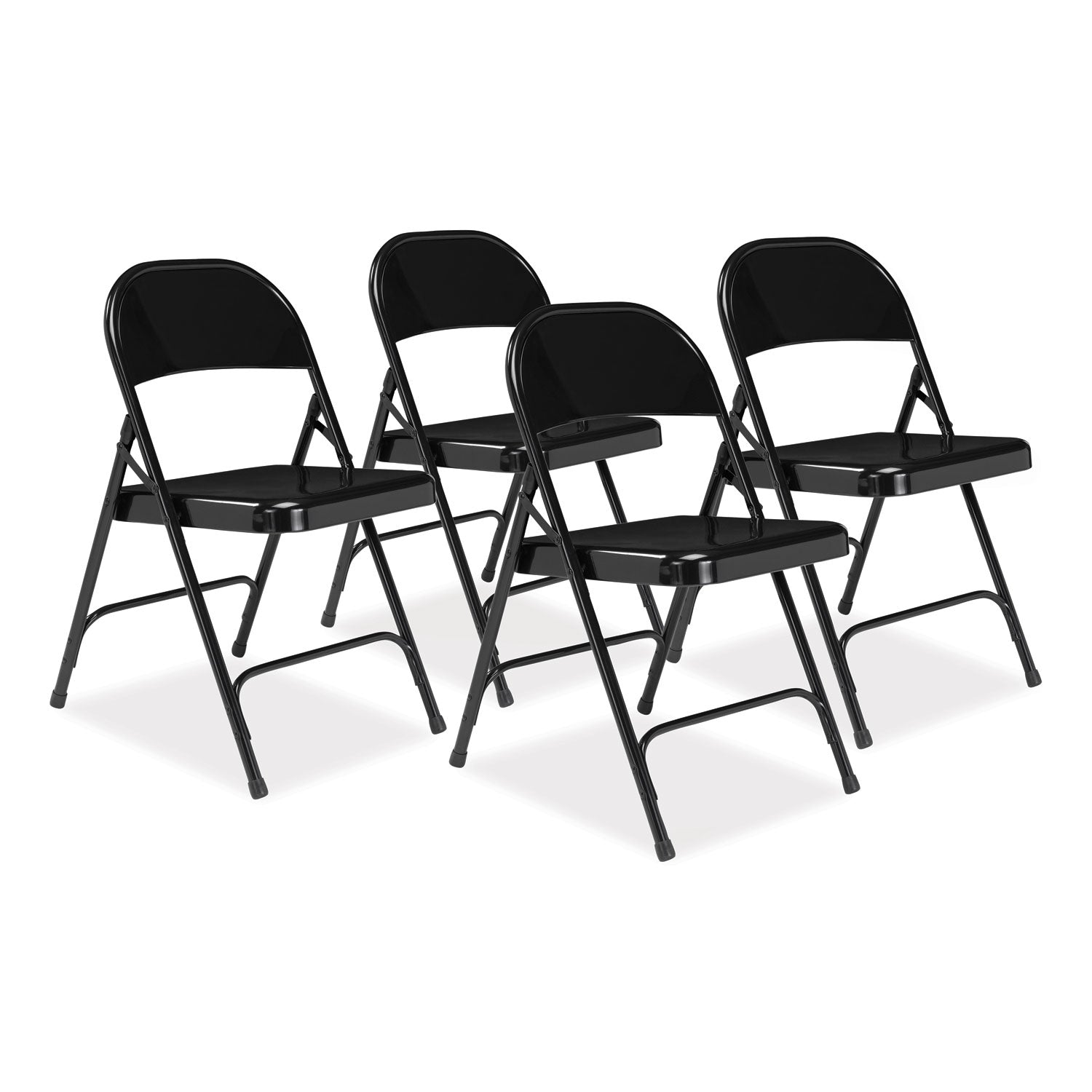 NPS® 50 Series All-Steel Folding Chair, Pack of 4, Surface Color: Black, Frame Color: Black