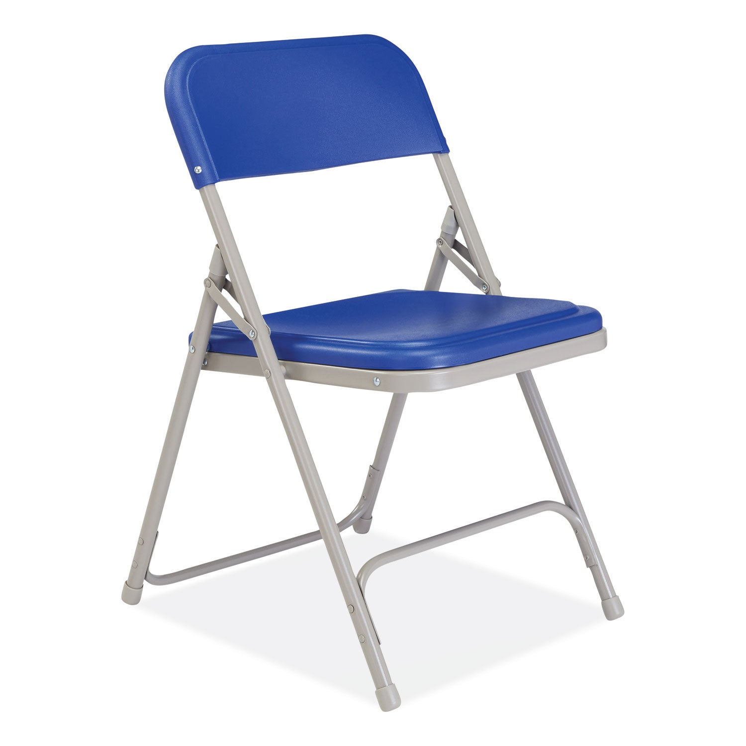 NPS® 800 Series Premium Lightweight Plastic Folding Chair, Pack of 4, Surface Color: Blue, Frame Color: Grey