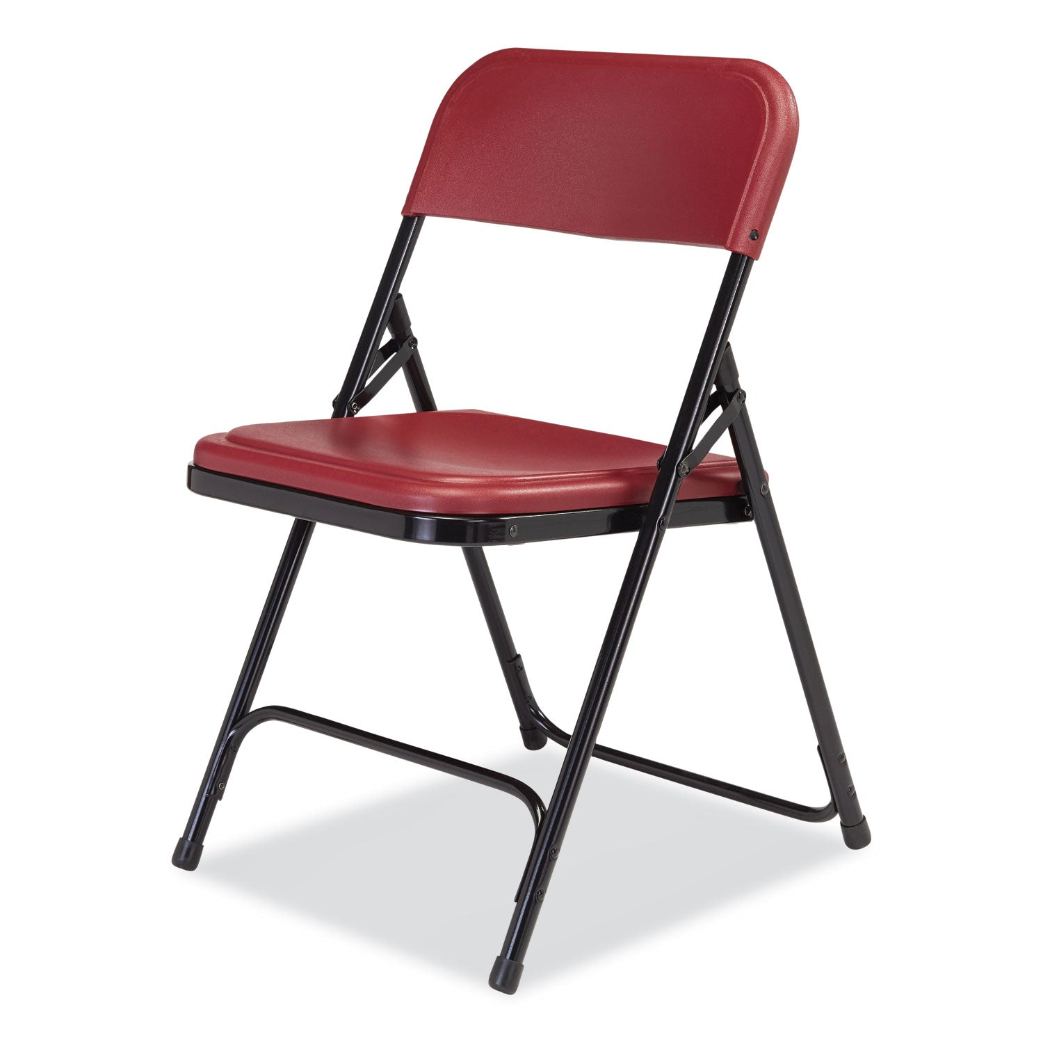 NPS® 800 Series Premium Lightweight Plastic Folding Chair, Pack of 4, Surface Color: Burgundy, Frame Color: Black