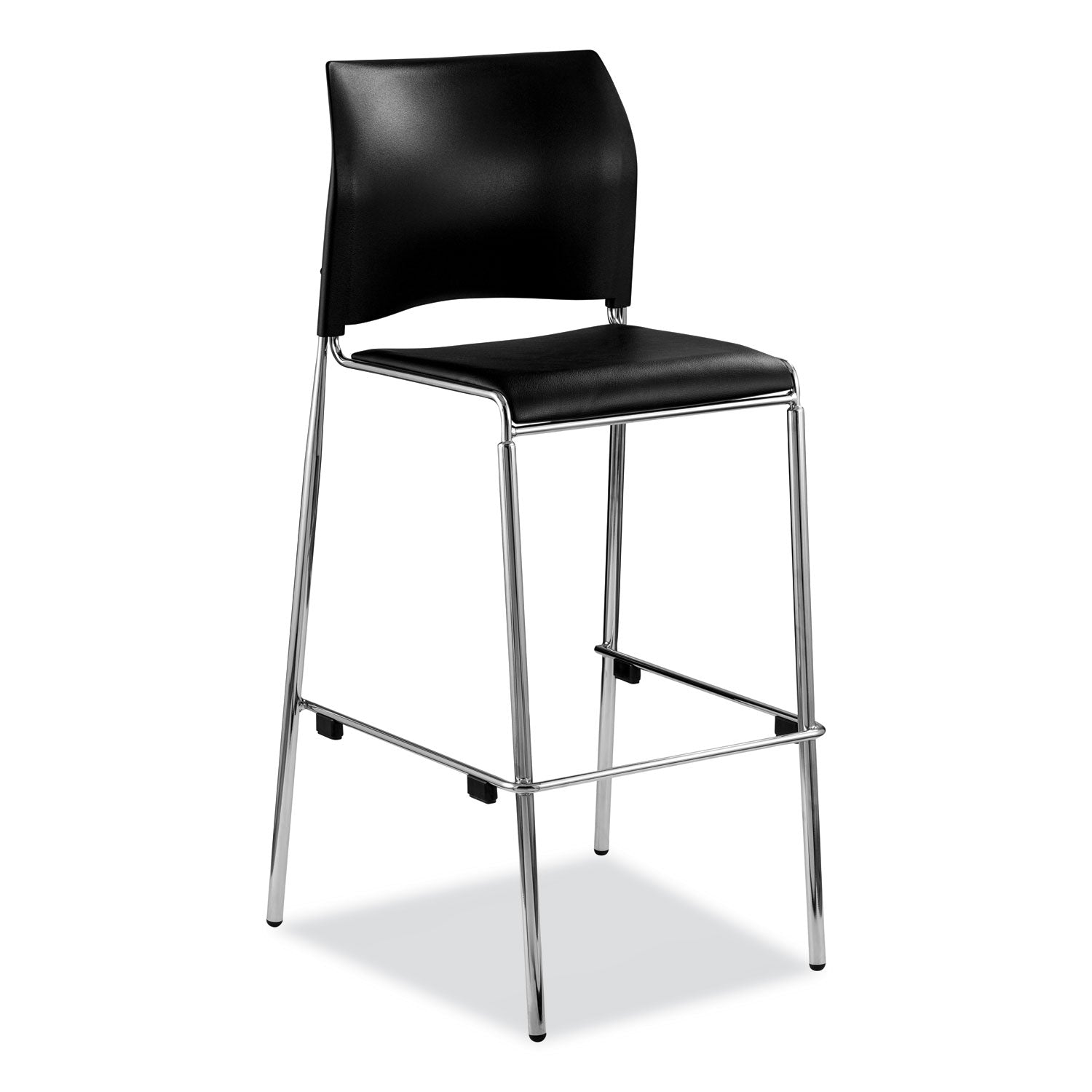 NPS® 8700 Series Cafetorium Plush Vinyl Stool, 30"H, Surface Color: Black, Frame Color: Chrome