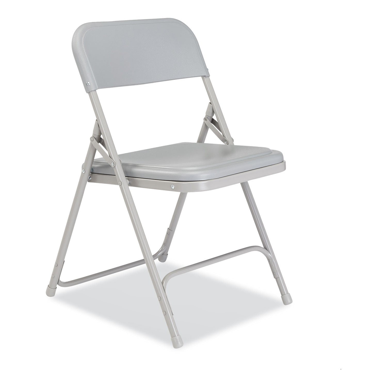NPS® 800 Series Premium Lightweight Plastic Folding Chair, Pack of 4, Surface Color: Grey, Frame Color: Grey