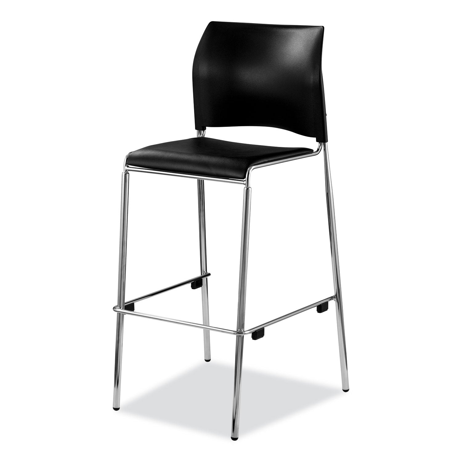 NPS® 8700 Series Cafetorium Plush Vinyl Stool, 30"H, Surface Color: Black, Frame Color: Chrome