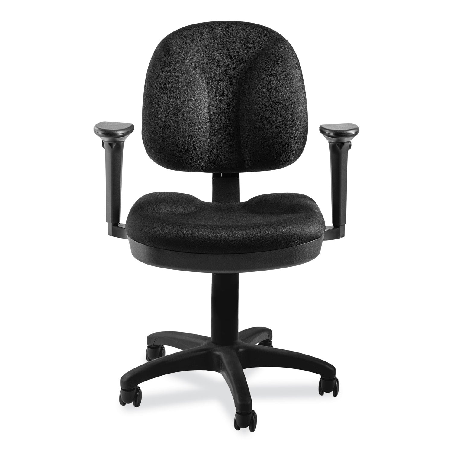 NPS® Comfort Task Chair with Arms, 18"-22" Height, Surface Color: Black, Frame Color: Black