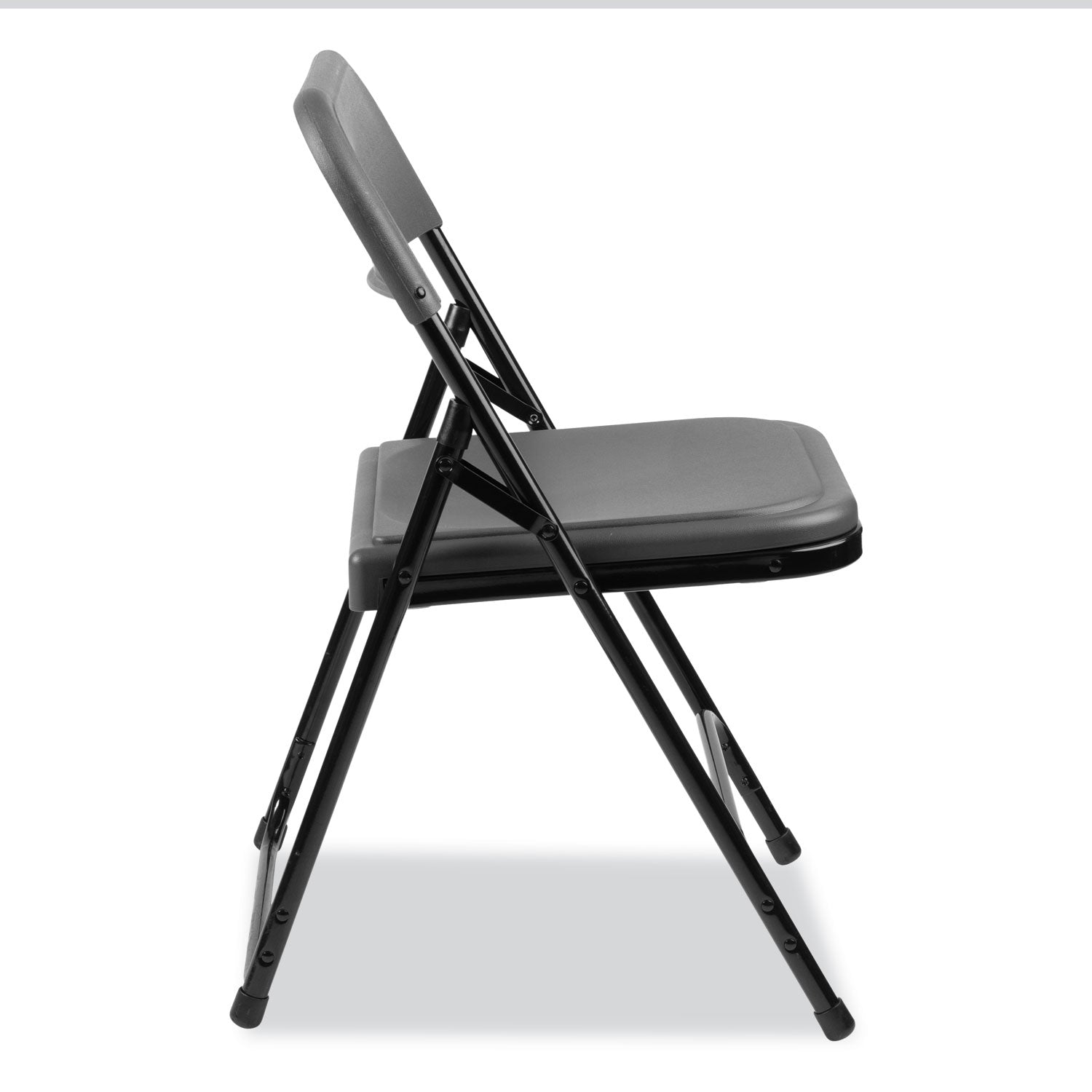NPS® 800 Series Premium Lightweight Plastic Folding Chair, Pack of 4, Surface Color: Charcoal Slate, Frame Color: Black