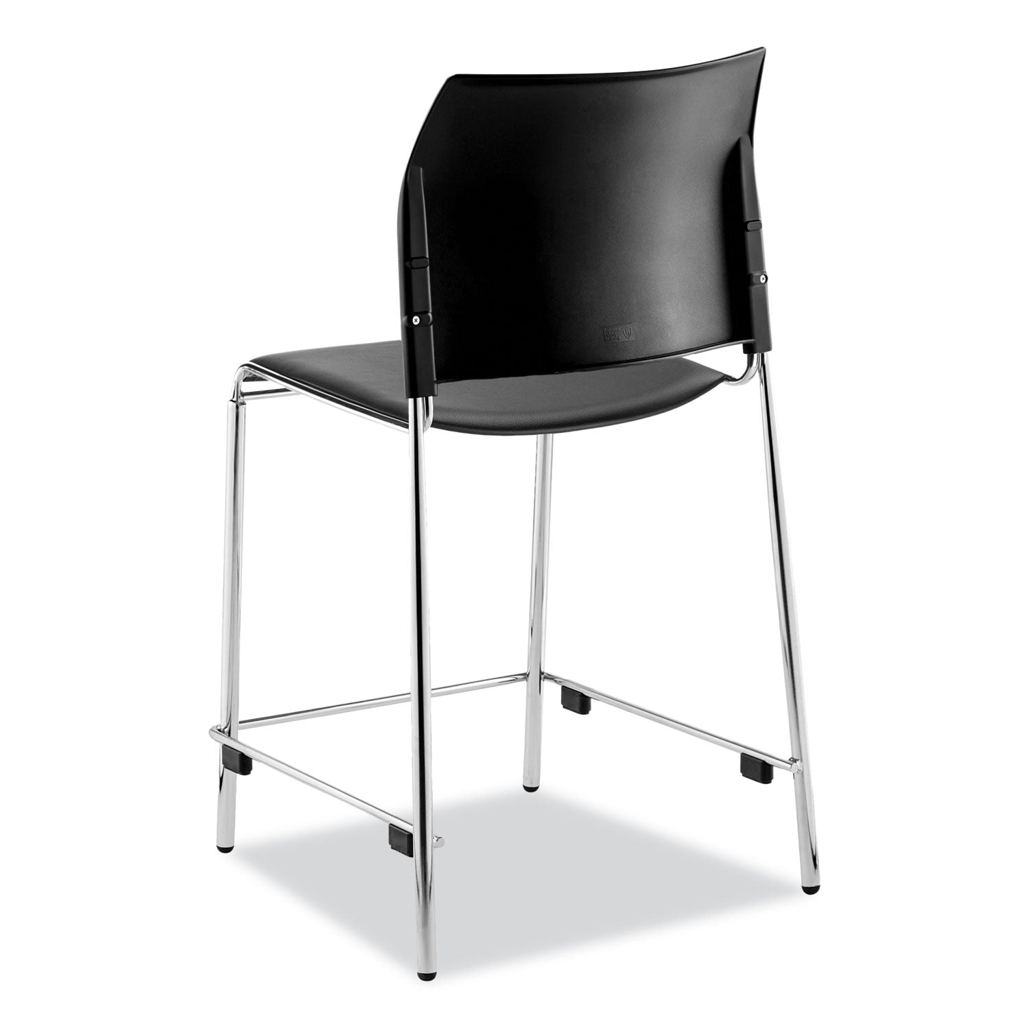 NPS® 8700 Series Cafetorium Plush Vinyl Stool, 24"H, Surface Color: Black, Frame Color: Chrome