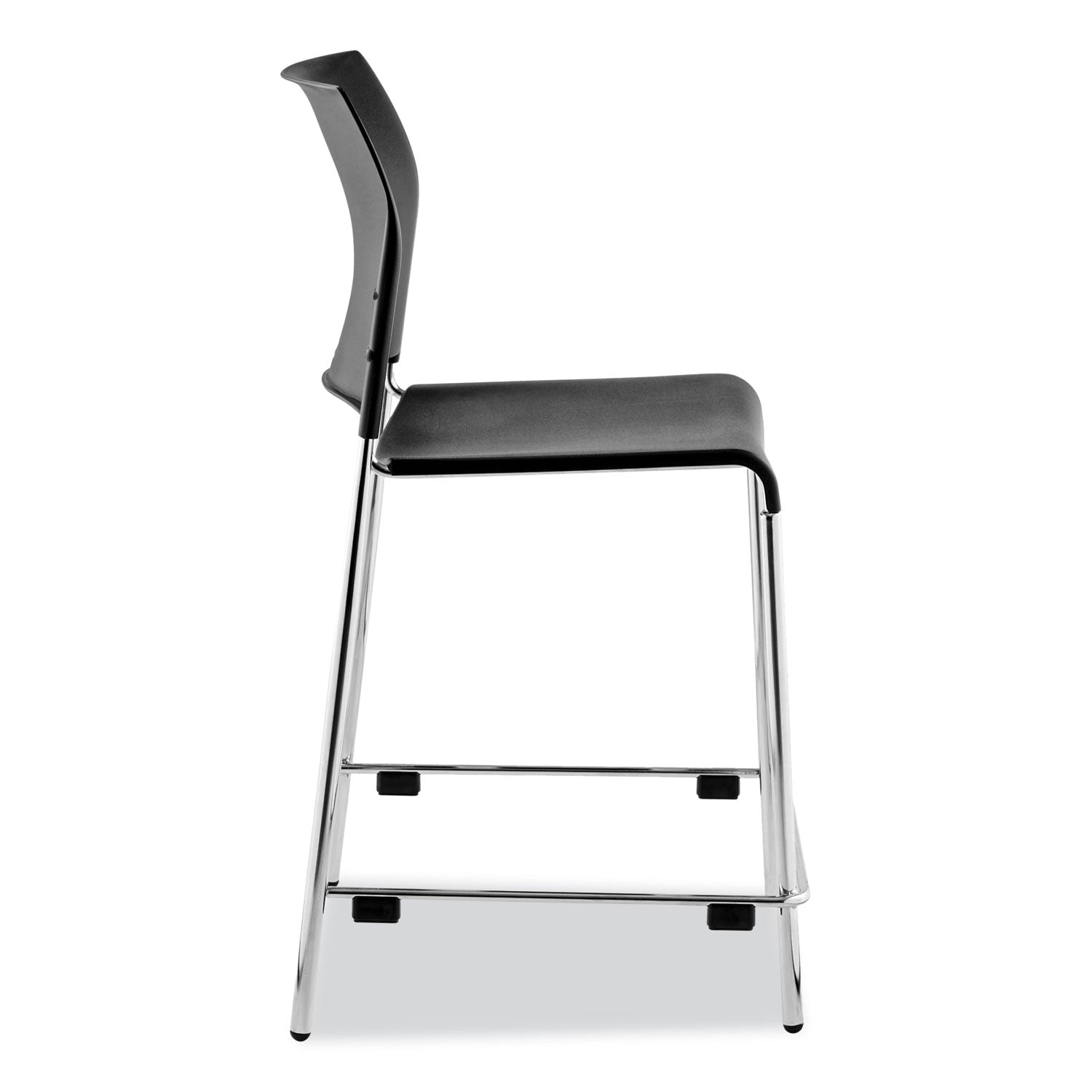 NPS® 8800 Series Cafetorium Plastic Stool, 24"H, Surface Color: Black, Frame Color: Chrome