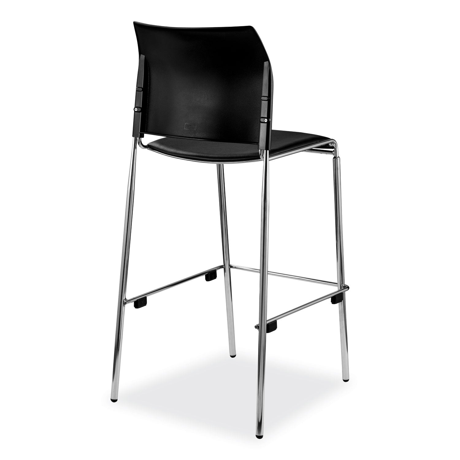 NPS® 8700 Series Cafetorium Plush Vinyl Stool, 30"H, Surface Color: Black, Frame Color: Chrome