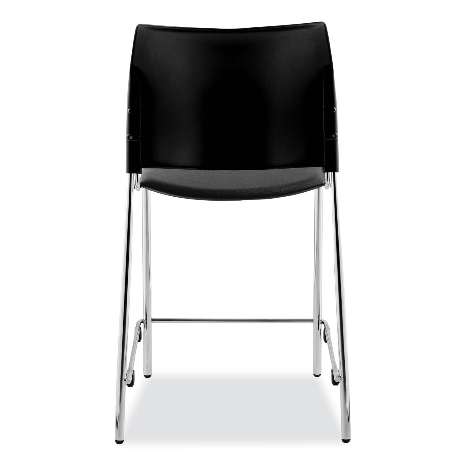 NPS® 8700 Series Cafetorium Plush Vinyl Stool, 24"H, Surface Color: Black, Frame Color: Chrome