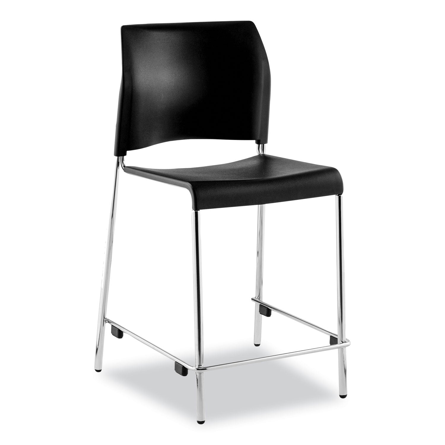 NPS® 8800 Series Cafetorium Plastic Stool, 24"H, Surface Color: Black, Frame Color: Chrome