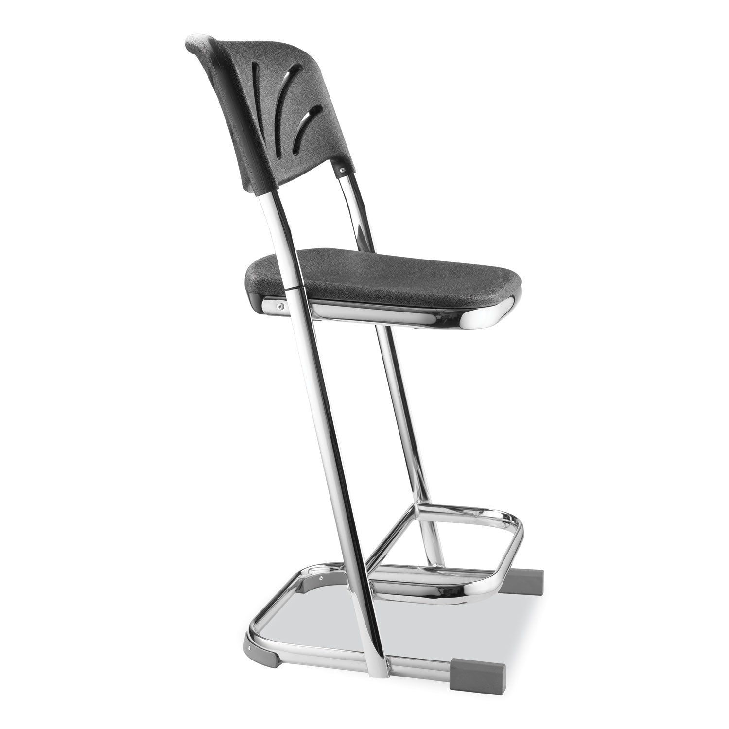 NPS® 22" Elephant Z-Stool with Backrest, Surface Color: Black, Frame Color: Chrome