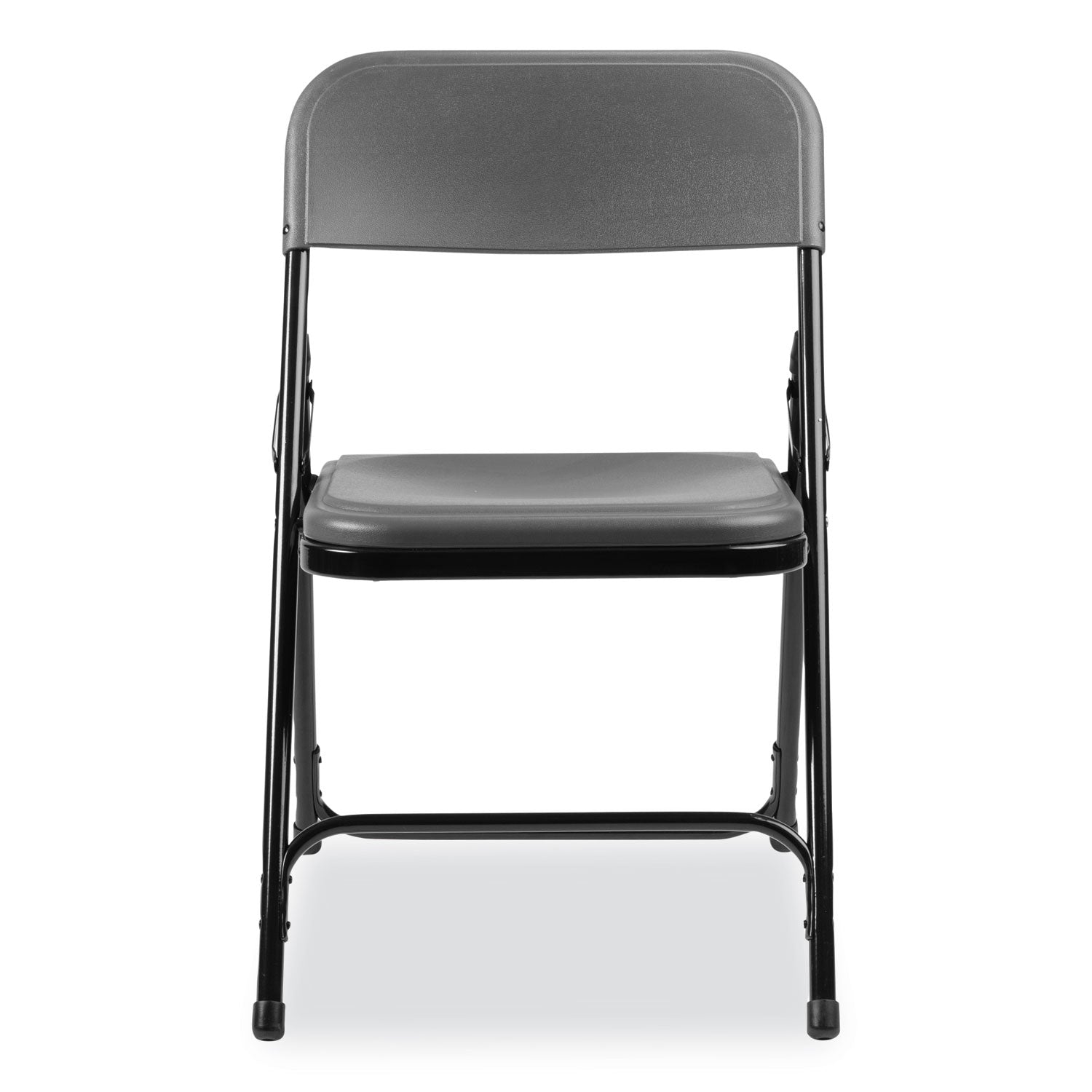 NPS® 800 Series Premium Lightweight Plastic Folding Chair, Pack of 4, Surface Color: Charcoal Slate, Frame Color: Black