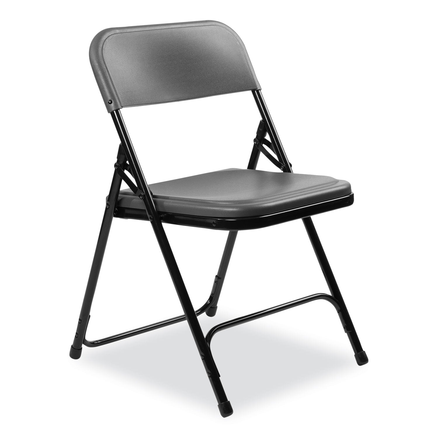 NPS® 800 Series Premium Lightweight Plastic Folding Chair, Pack of 4, Surface Color: Charcoal Slate, Frame Color: Black