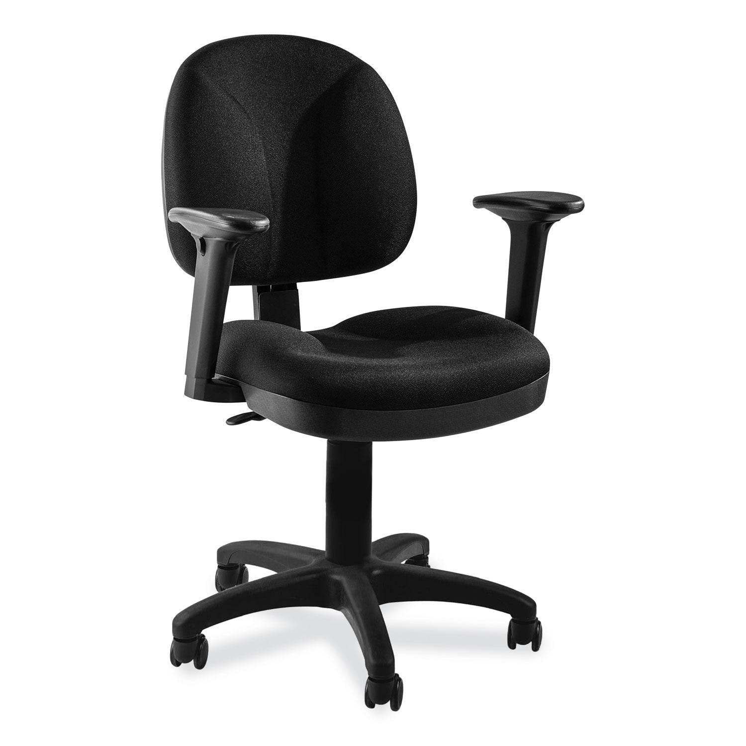 NPS® Comfort Task Chair with Arms, 18"-22" Height, Surface Color: Black, Frame Color: Black