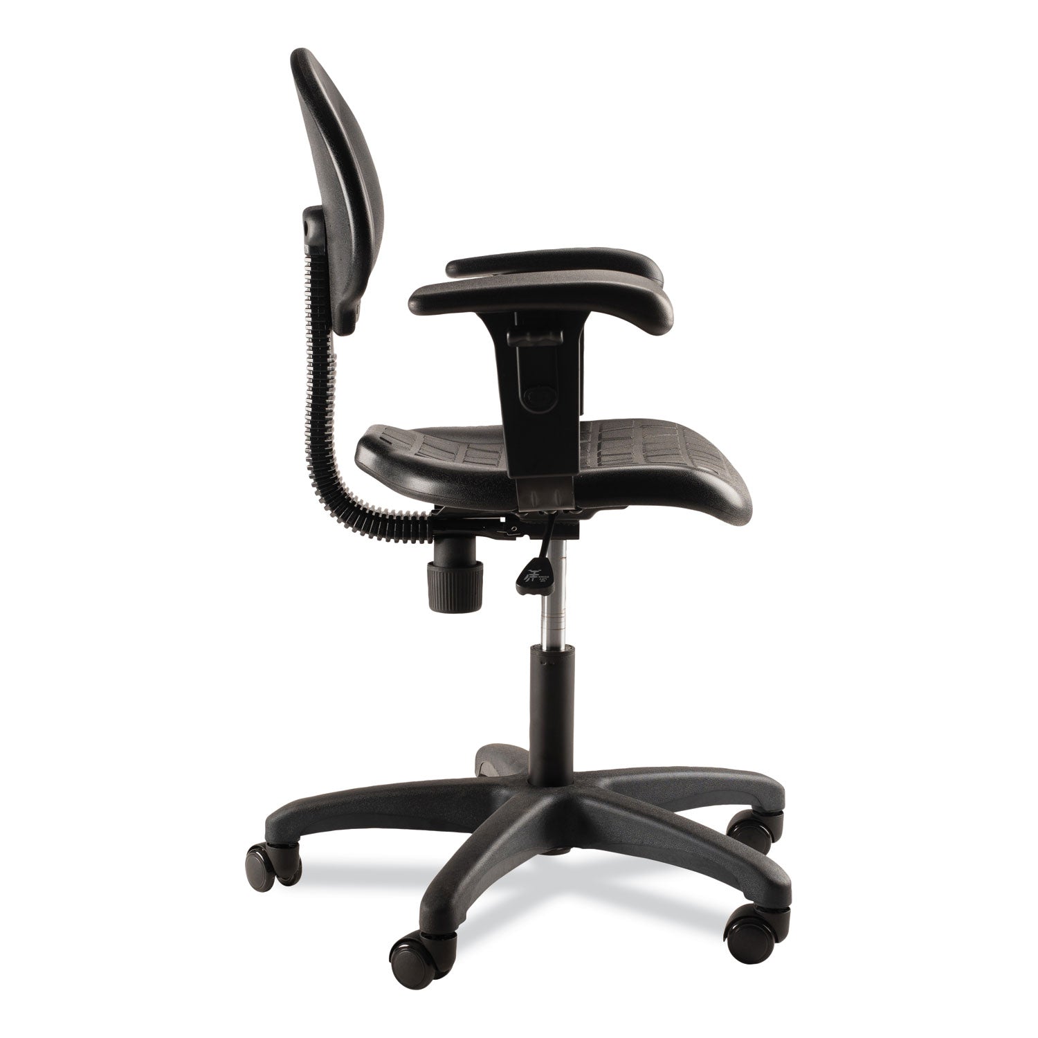 NPS® Polyurethane Task Chair with Arms, 16"-21" Height, Surface Color: Black, Frame Color: Black