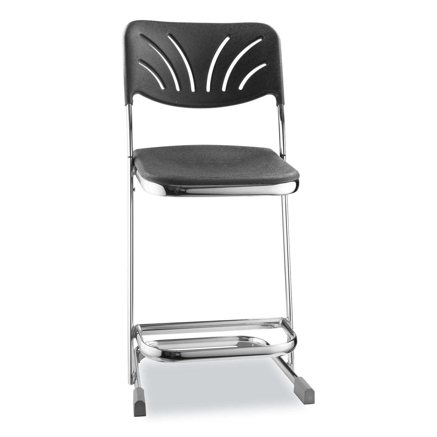 NPS® 22" Elephant Z-Stool with Backrest, Surface Color: Black, Frame Color: Chrome