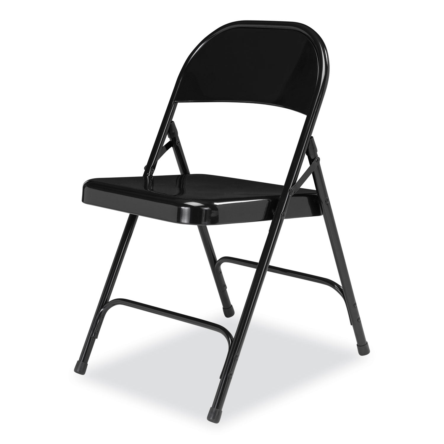 NPS® 50 Series All-Steel Folding Chair, Pack of 4, Surface Color: Black, Frame Color: Black