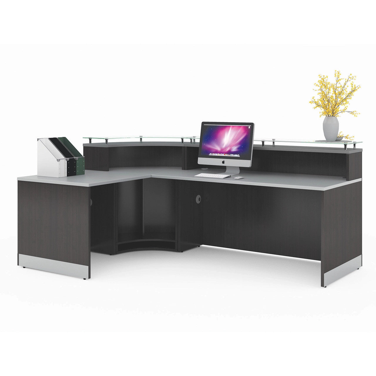 OfficeSource Cosmo Reception Typical - 94.5"W x 63''D x 41''H - Steely Gray