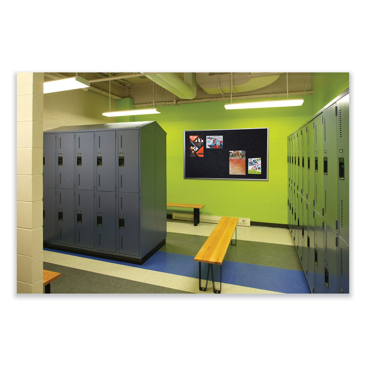 Ghent Confetti Rubber Tackboard - 24" Board Height x 36" Board Width - Rubber Surface - Self-healing, Stain Resistant, Fade Resistant - Aluminum Frame - 1 Each