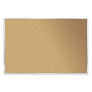 Ghent Natural Cork Bulletin Board with Aluminum Frame - 48" Board Height x 96" Board Width - Natural Cork, Fiberboard Surface - Self-healing, Laminated, Long Lasting, Rigid - Satin Aluminum Frame - 1 Each - TAA Compliant