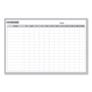 Ghent Dry Erase Board, 36" x 24", White Steel Surface, Satin Aluminum Frame, Magnetic, Stain/Ghost/Fade Resistant, Accessory Tray, Horizontal, Rectangle, 1 Each