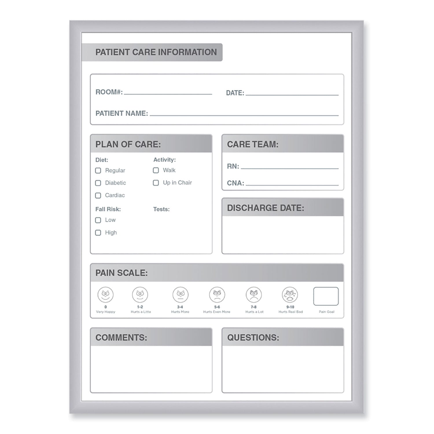 Ghent Healthcare Whiteboard - 36" (3 ft) Width x 24" (2 ft) Height - White Steel Surface - Satin Aluminum Frame - Rectangle - Vertical - Magnetic - Stain Resistant, Ghost Resistant, Fade Resistant, Accessory Tray - 1 Each - TAA Compliant
