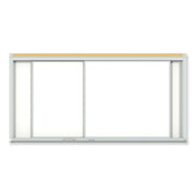 Horizontal Sliding Porcelain Magnetic Whiteboard, 144" x 48", White Surface, Anodized Aluminum Frame