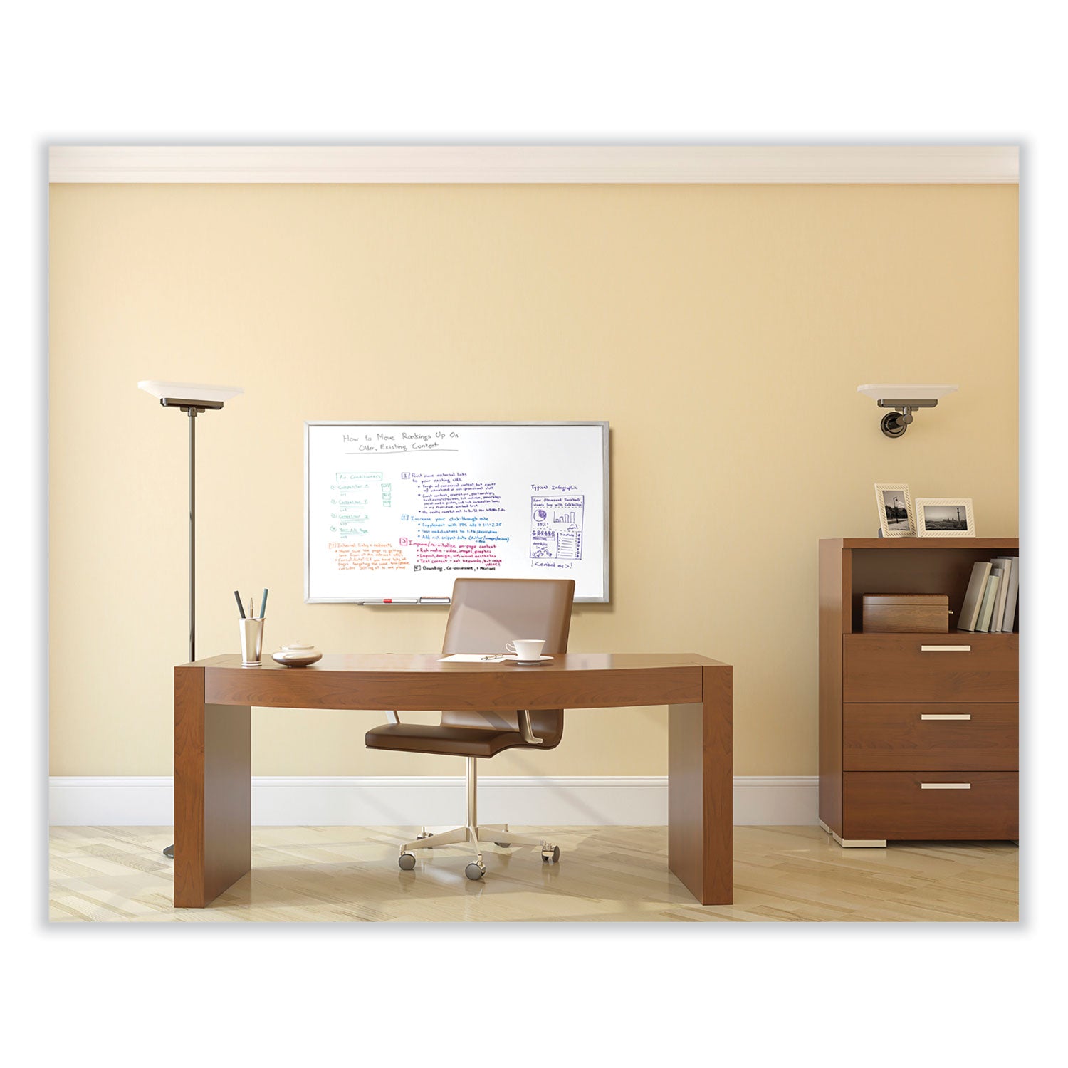 72" (6 ft) Width x 48" (4 ft) Height - Melamine Surface - Aluminum Frame - Durable, Non-magnetic - 1 Each