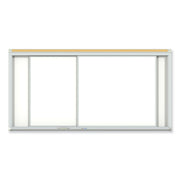 Horizontal Sliding Porcelain Magnetic Whiteboard, 96" x 48", White Surface, Anodized Aluminum Frame